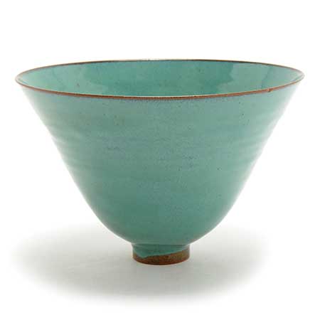 Otto Natzler Green Crystalline Glaze Earthenware Bowl