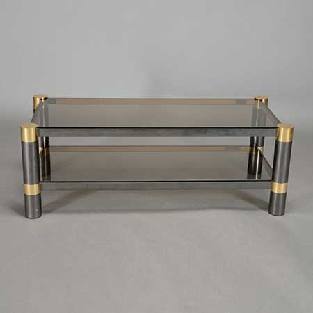 Karl Springer Two Tiered Glass Top Coffee Table