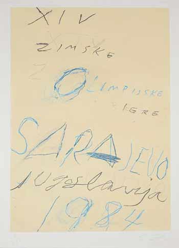 CY TWOMBLY (American 1928-2011) "Graffiti" (from the Art and Sports Portfolio (Winter Sports 1983-1984) Etching on paper