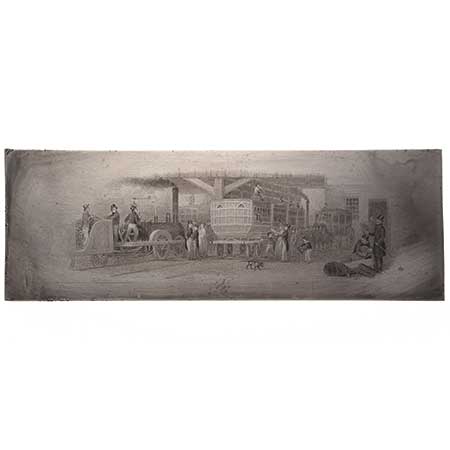 Train Depot Vignette Bond Print Press Plate