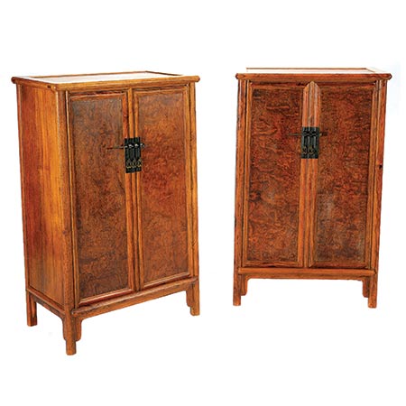 Pair of Huanghuali Tapered Cabinets