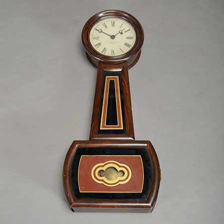 American Eglomise Lyre Form Mahogany Wall Clock