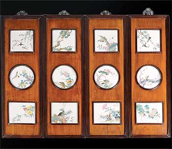 A Set of Twelve Famille Rose Porcelain Plaques, 19th Century