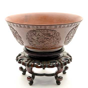 A Yixing Molded 'Dragon' Bowl, Signed Chen Jinghou, Qianlong Period