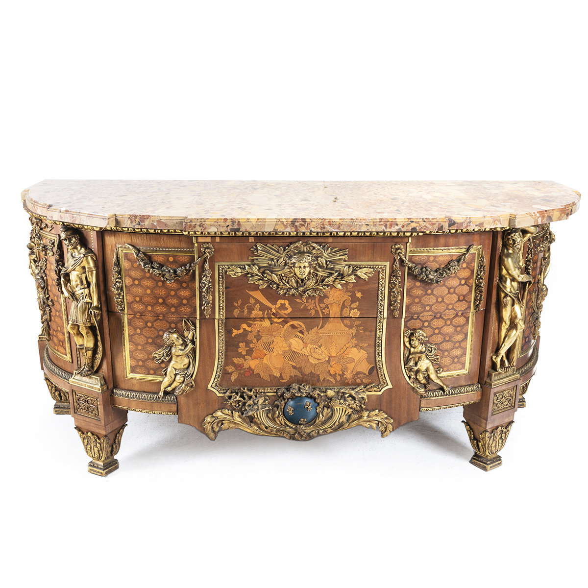 Louis XVI Style Marble Top Commode, After Riesener.